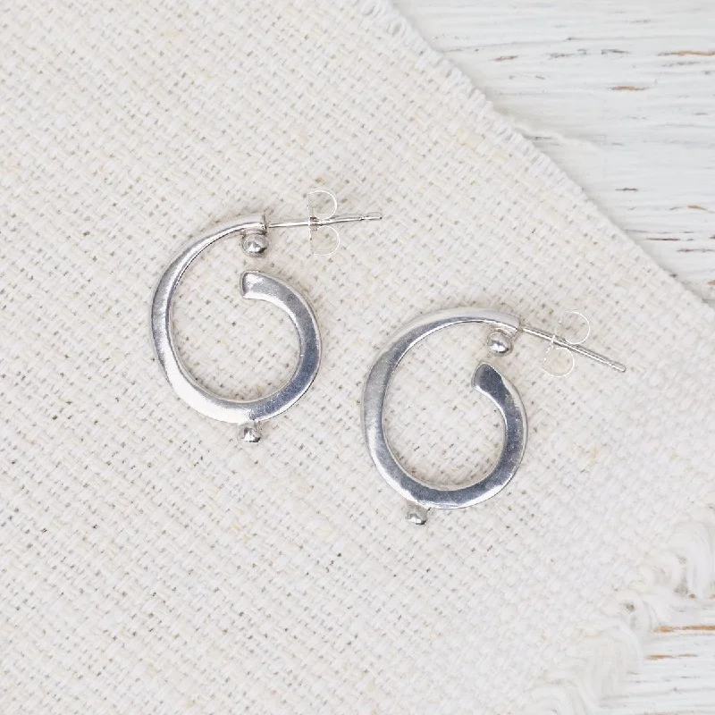 Medium Silver Hoops with Ball