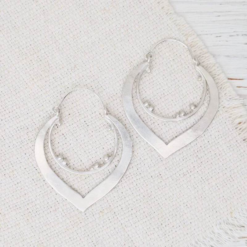 Granulated Wide Teardrop Hoop Earrings