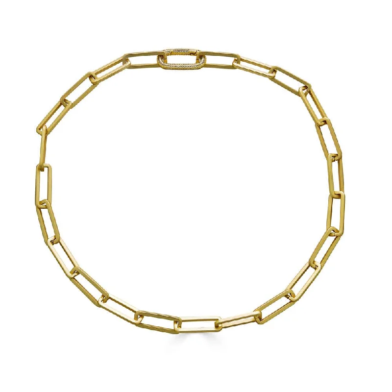 Matte Gold Chunky Rectangle Paperclip Necklace