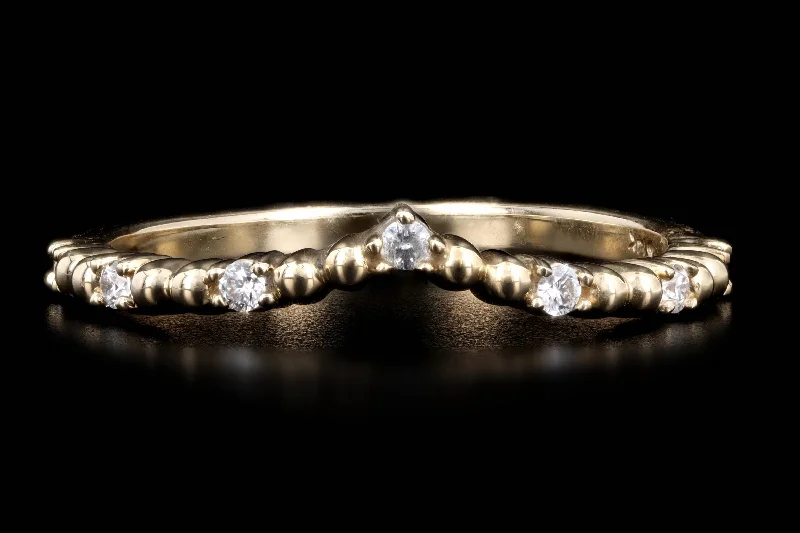 14K Gold .10 Carat Total Weight Round Diamond Contour Band