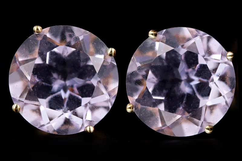 14K Yellow Gold 5 Carat Total Weight Morganite Stud Earrings