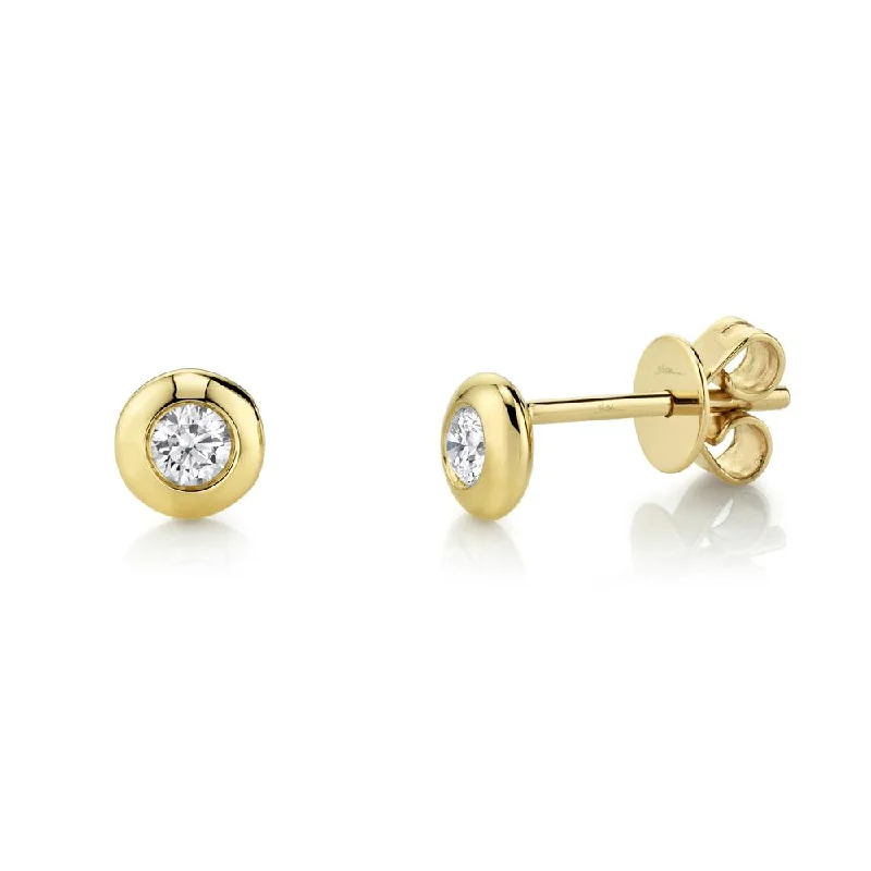 14K Gold .22 Carat Round Diamond Bezel Stud Earrings