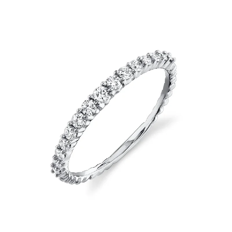 14K White Gold .32 Carat Diamond Graduated Bead Wedding Band