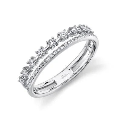 14K White Gold .32 Carat Total Weight Round Diamond Stackable Wedding Band