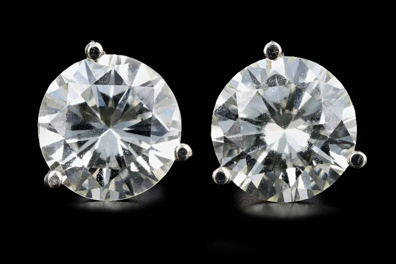 14K White Gold 4.78 Carat Total Weight Round Brilliant Cut Diamond Martini Stud Earrings GIA Certified