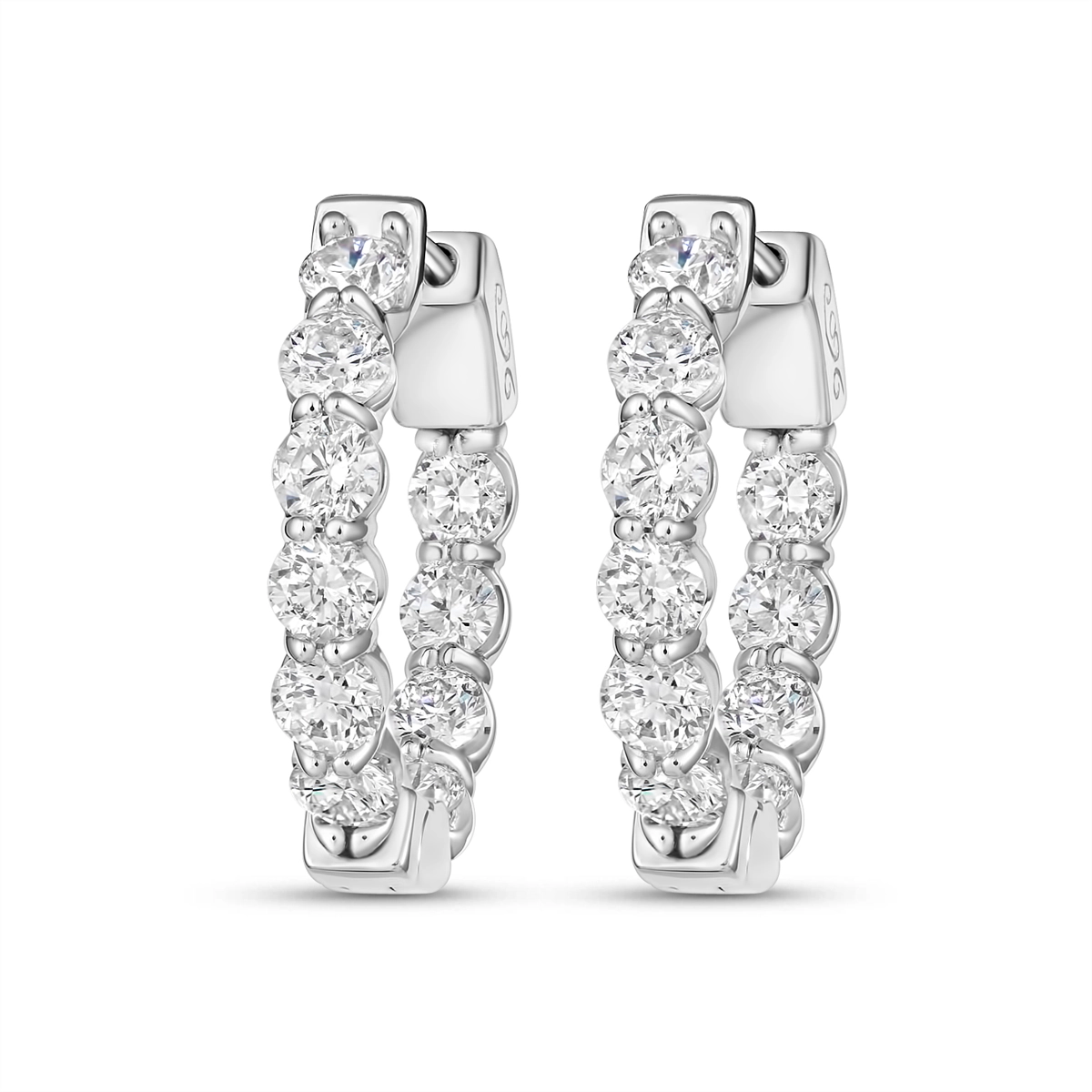 14K White Gold Inside Out Diamond Hoop Earrings