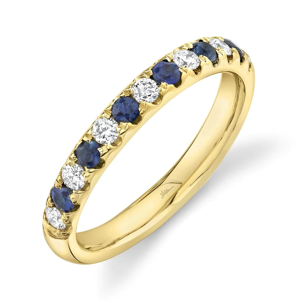 14K White or Yellow Gold Sapphire & Diamond Stackable Wedding Band