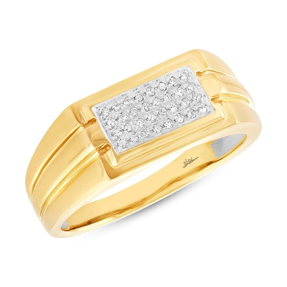 14K White or Yellow Gold 0.14 Carat Total Weight Diamond Pave Men's Ring