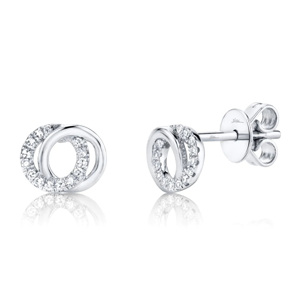 14K White, Yellow, or Rose Gold .09 Carat Total Weight Diamond Love Knot Stud Earrings