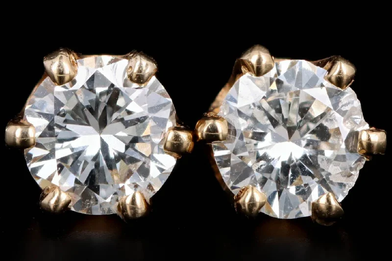 14K Yellow Gold .52 Carat Total Weight Diamond Stud Earrings