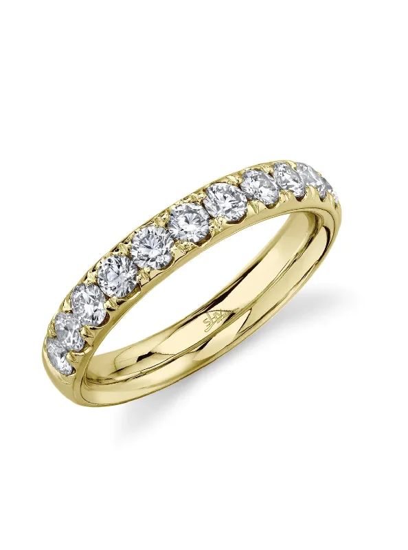 14K Gold 0.90 Carat Round Diamond Half Eternity Wedding Band