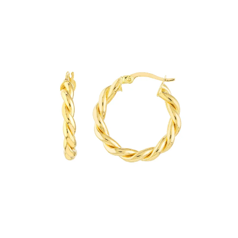 14K Yellow Gold Small Braided Hoop Earrings