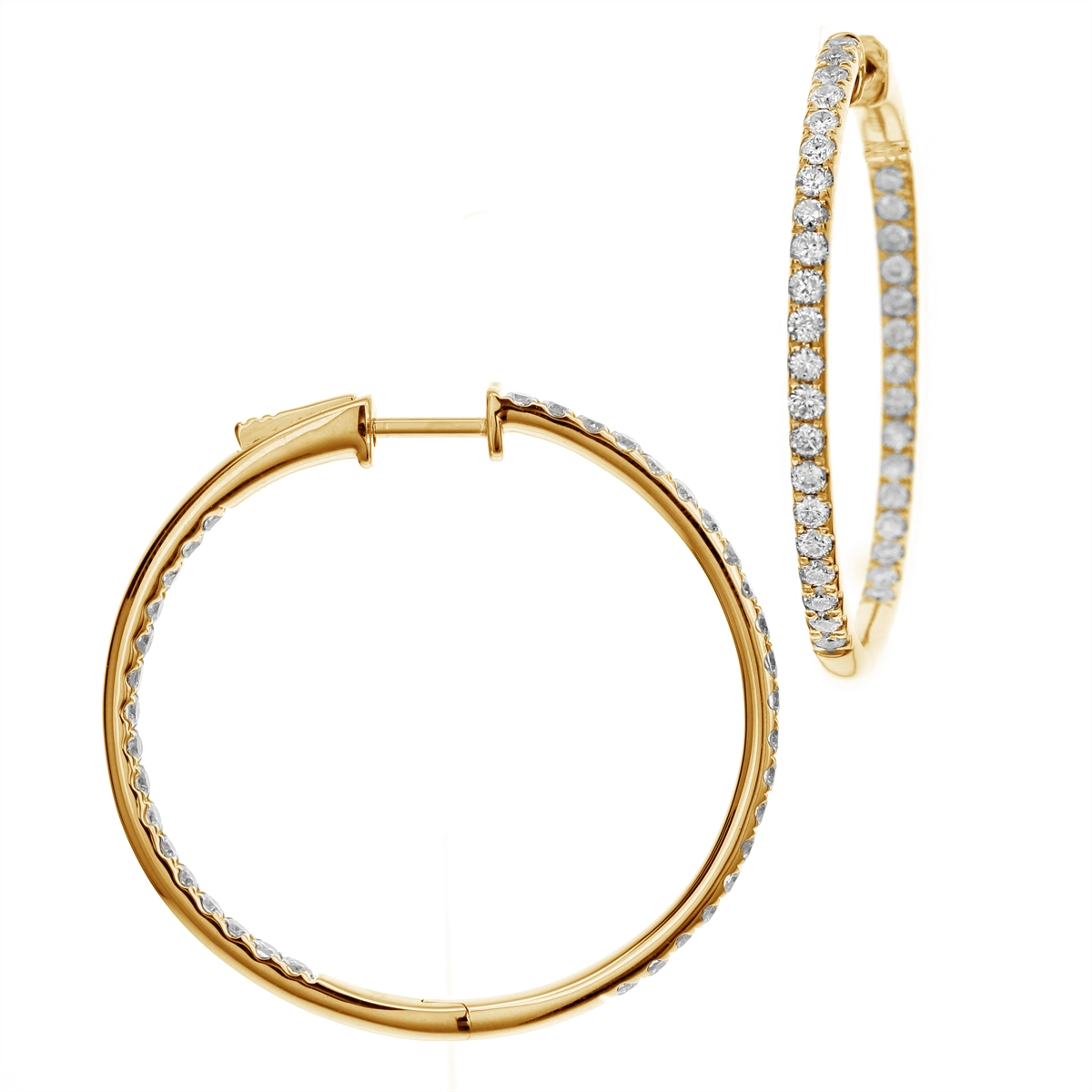 14K Yellow Gold Diamond Hoop Earrings