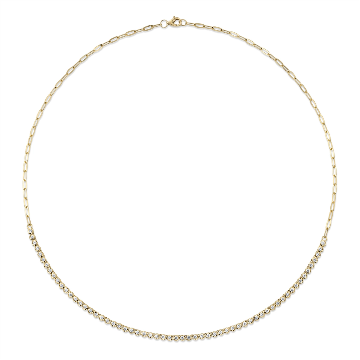 14K Yellow Gold Diamond Necklace on Paperclip Chain