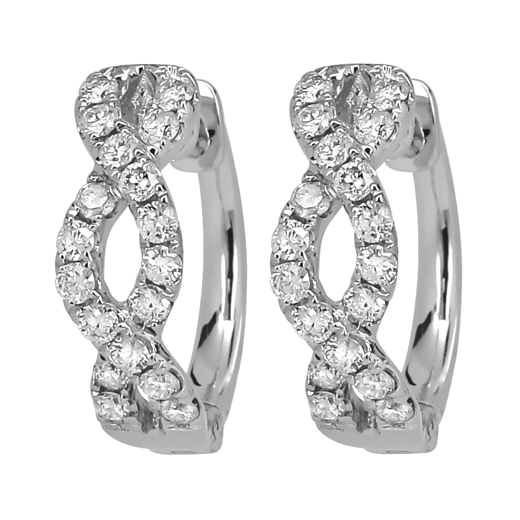 18K White Gold Diamond Infinity Design Hoop Earrings