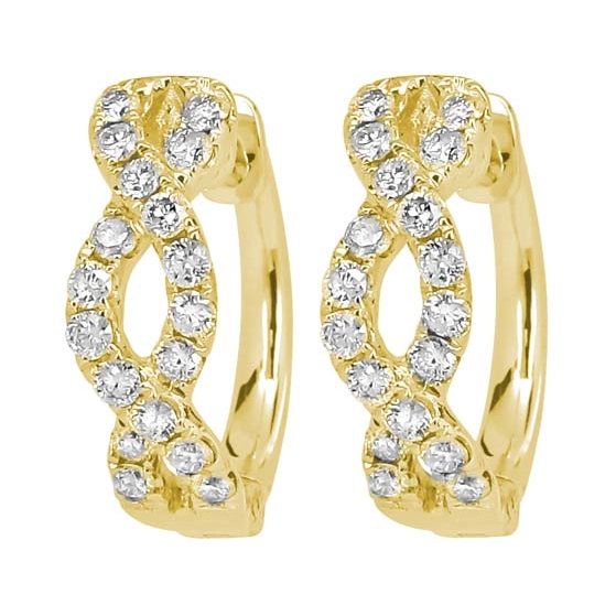 18K Yellow Gold Diamond Infinity Design Hoop Earrings