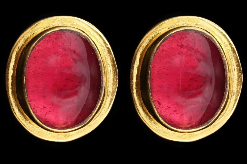 18K Yellow Gold Tourmaline Stud Earrings