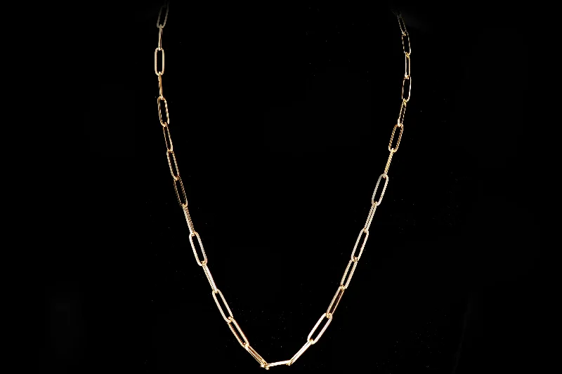 New 14K Yellow Gold Jumbo 5.0mm Paperclip Chain Necklace