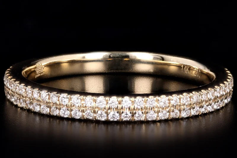 14K Gold Round Diamond Pave Stackable Wedding Band