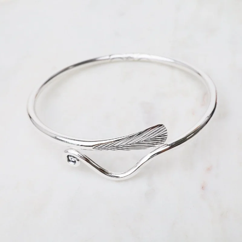 Sterling Silver Bangle with Vine & Leaf