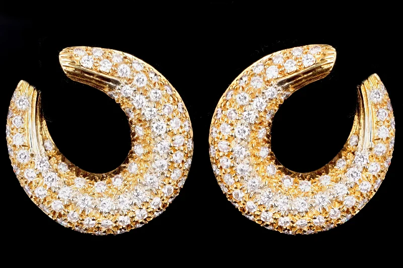 Fred Of Paris 18K Yellow Gold Diamond Hoop Earrings