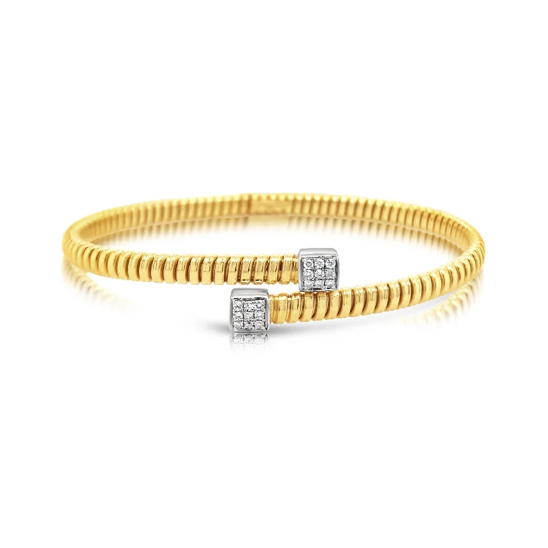 Back and Forth Diamond Square-Edged Bangle