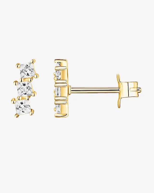 Bar Princess Cut Studs