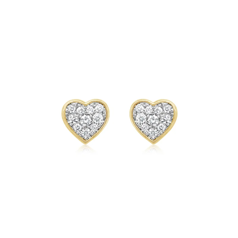 Bezeled Diamond Heart Studs