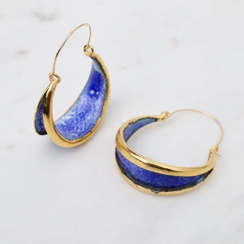 Boat Hoop Earrings in Ocean Blue