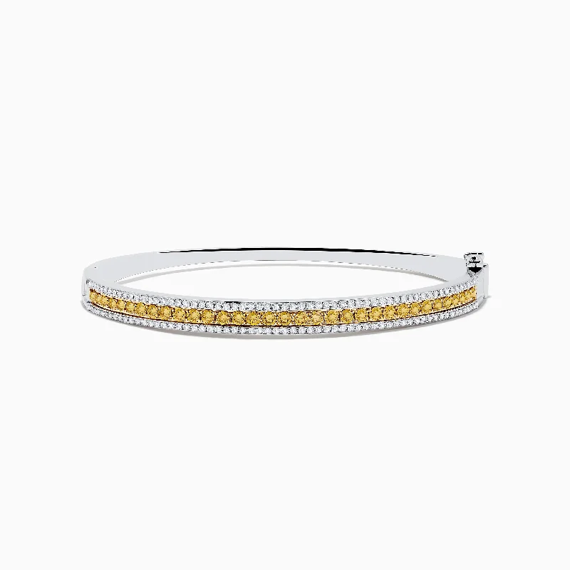 Canare` 14K Two Tone White and Yellow Diamond Bangle