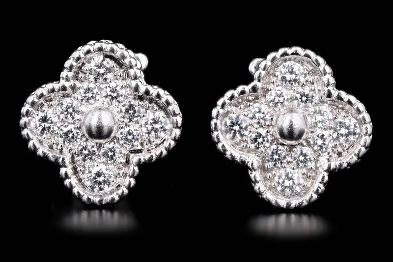 Van Cleef & Arpels Vintage Alhambra Pave Stud Earrings