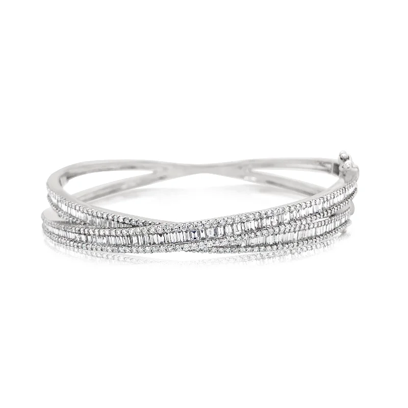 Crossover Baguette Diamond Bangle