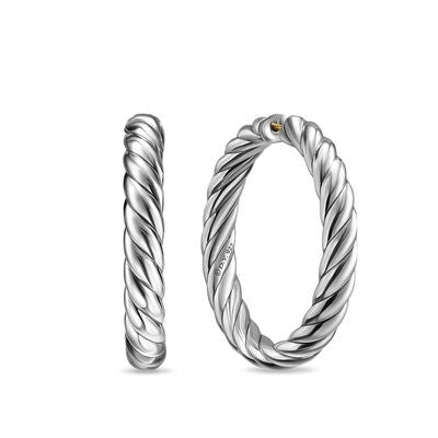 David Yurman 5.4mm Sculpted Cable Hoop Earrings