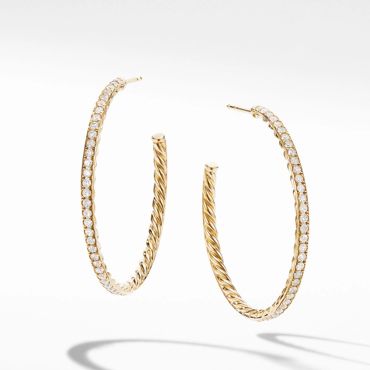 David Yurman Medium Diamond Hoop Earrings