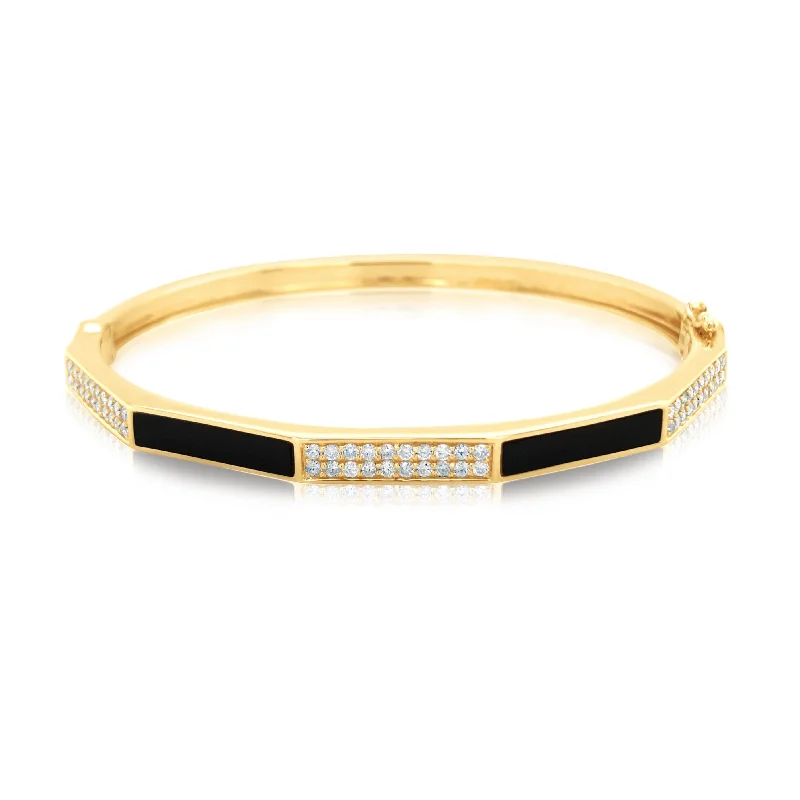 Diamond and Onyx Octagonal Bangle