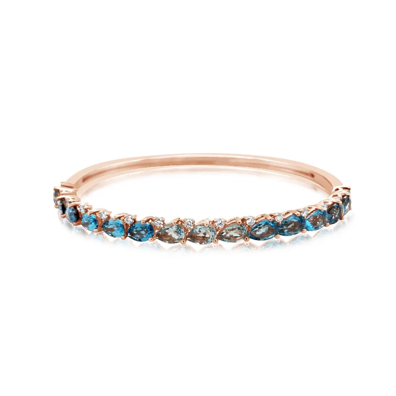 Diamond and Pear-Shape Blue Topaz Ombré Bangle