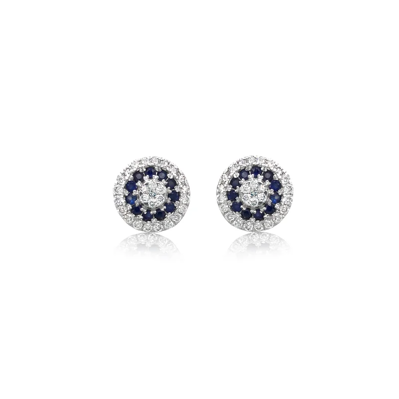 Diamond and Sapphire White Gold Button Studs