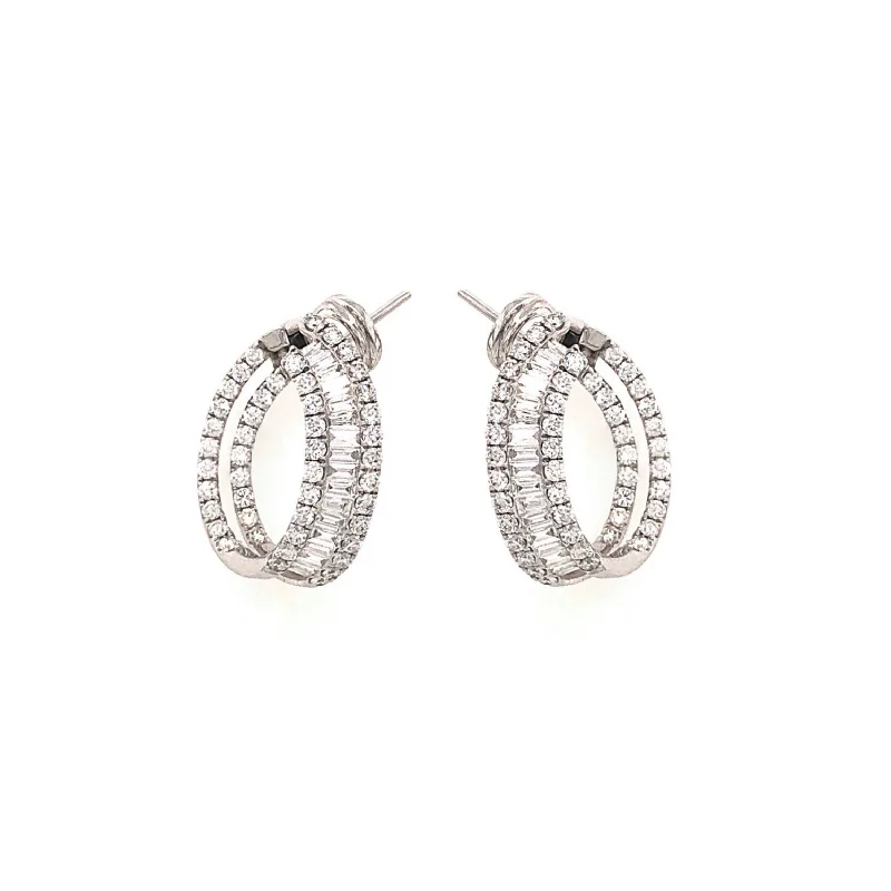 Diamond Baguette Small Hoop Earrings