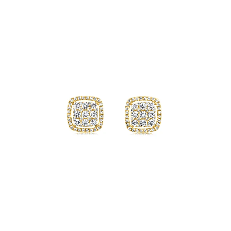 Cushion Shape Diamond Halo Stud Earrings