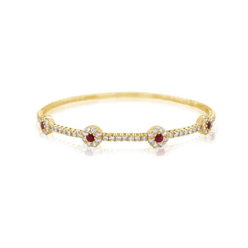 Diamond Frame Ruby Studded Bangle