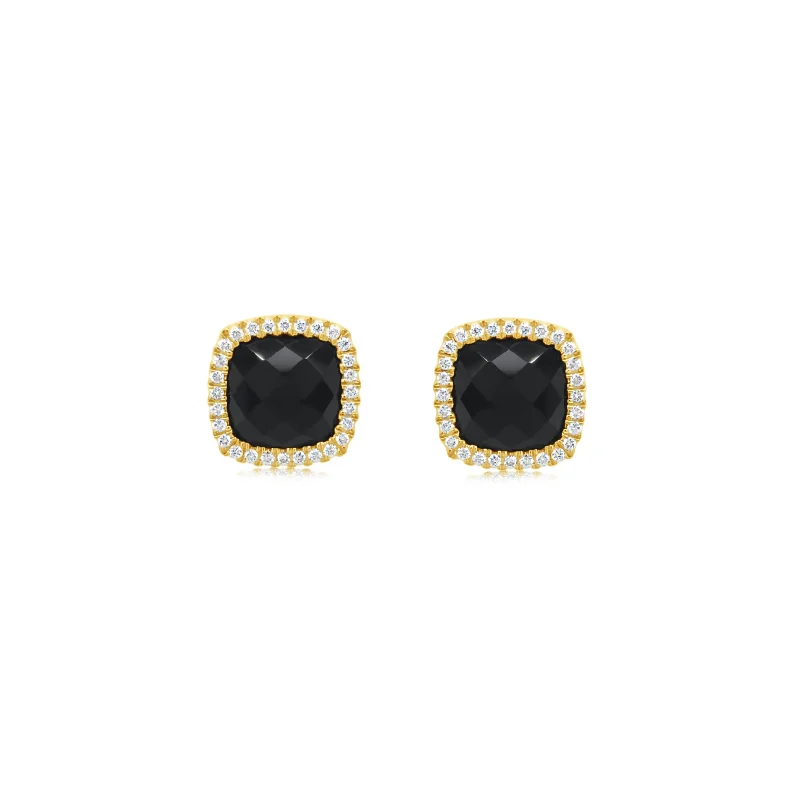 Diamond-Framed Stud Earrings With Onyx Center - Doves by Doron Paloma