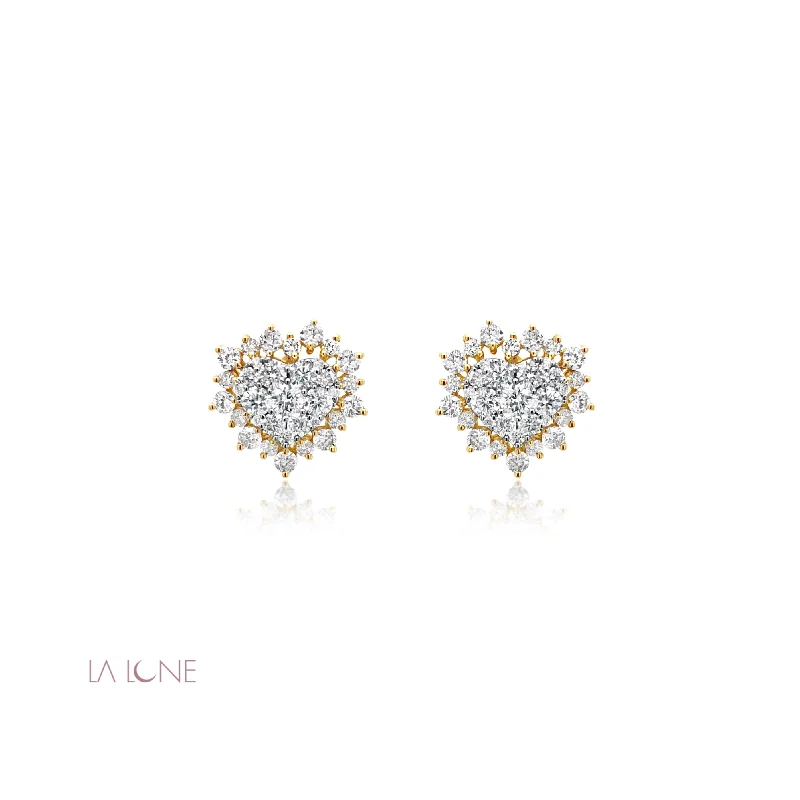 Diamond Starburst Heart Studs - LaLune