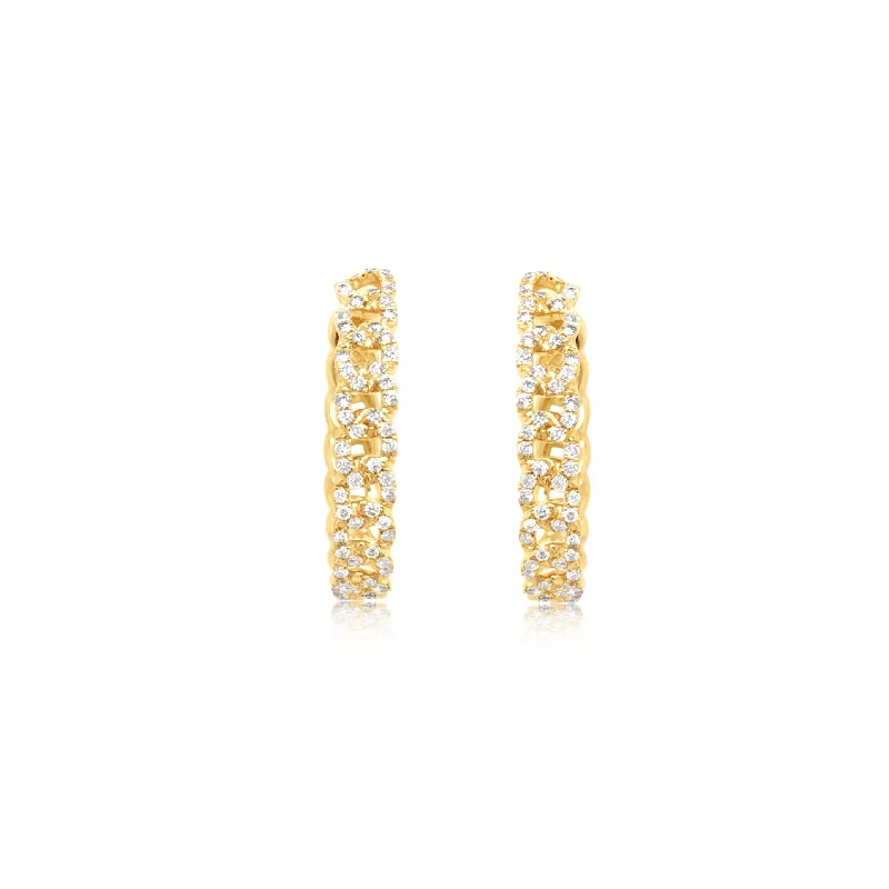 Diamond Link Hoop Earrings