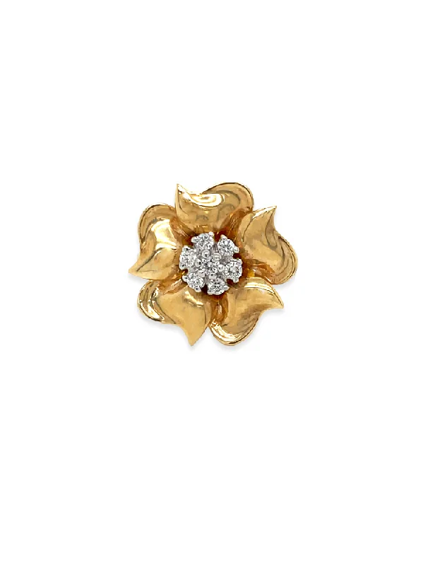 Diamond Rose Gold Flower Ring in 18 Karat