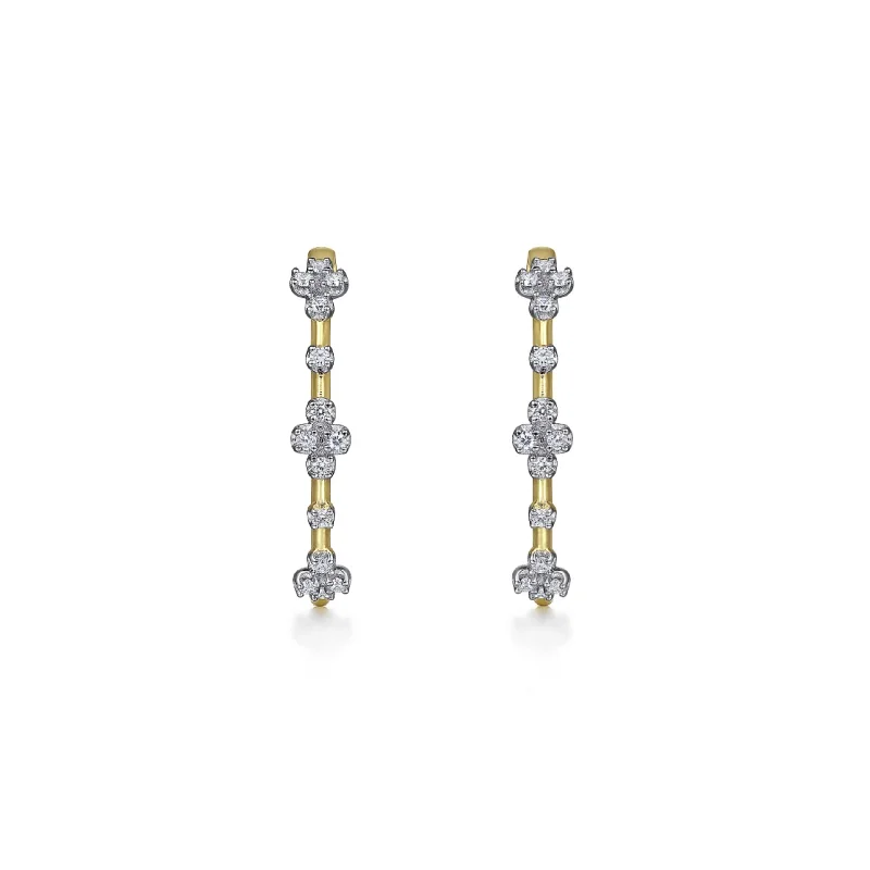 Diamond Studded Hoop Earrings  - Gabriel & Co.