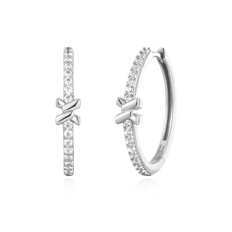 Silver Cross Hoop Earrings