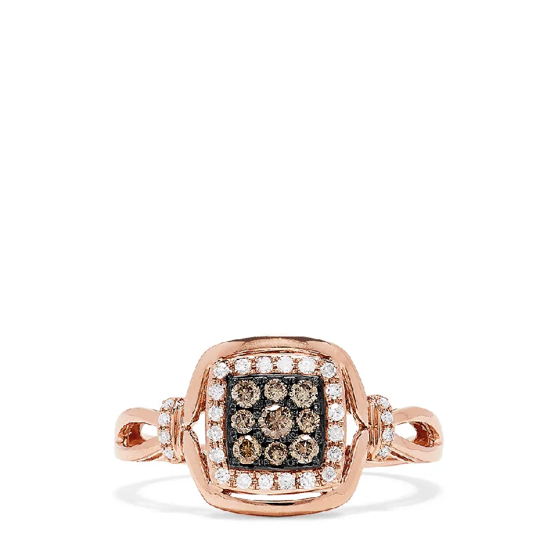 14K Rose Gold Espresso and White Diamond Ring, 0.28 TCW