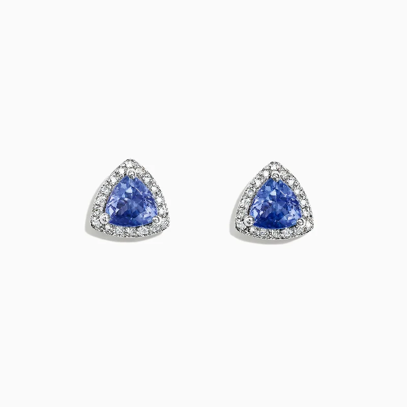 Nahla Siri 14K White Gold Tanzanite and Diamond Stud Earrings, 1.19 TCW