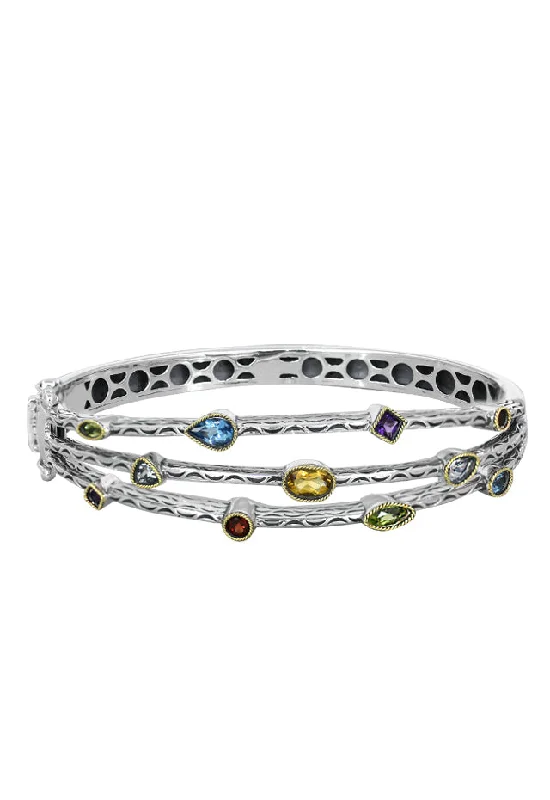 925 Multi Gemstone Bangle, 2.39 TCW