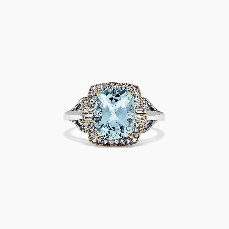 Aquarius 14K White Gold Aquamarine and Diamond Ring, 3.07 TCW